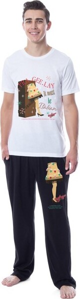 Intimo IntimoAChristmasStoryMens'MovieDrawingLampLegSleepPajamaSet(Large)Multicolored
