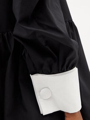 ELZINGA Exaggerated-collar Silk Babydoll Dress - Black