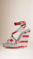 Thumbnail for your product : Burberry Painterly Stripe Platform Wedges