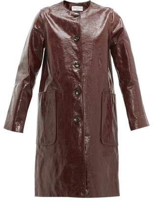 Officine Generale Estelle Patent Leather Overcoat - Womens - Burgundy