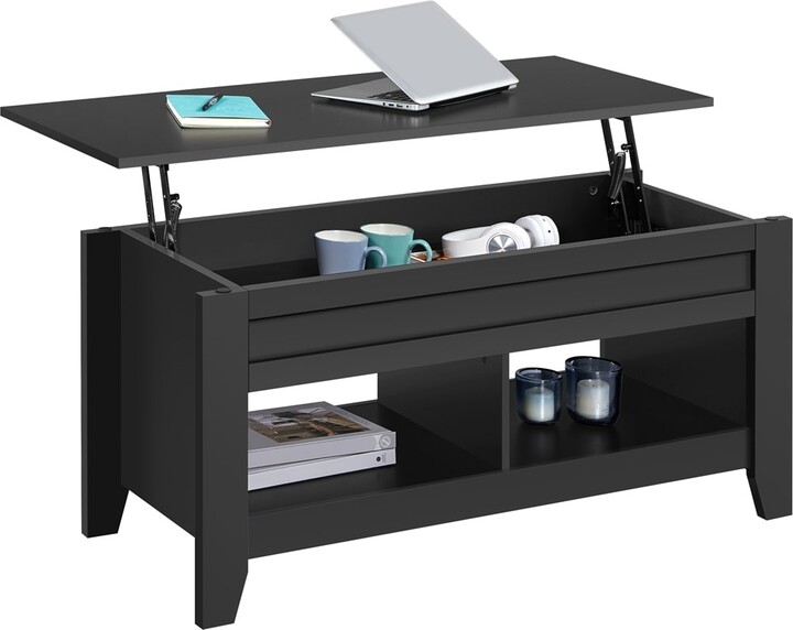 Yaheetech Lift Top Dining Coffee Table with Hidden Storage and Shelves