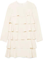 Valentino - Tiered Ruffled Silk Crepe De Chine Mini Dress - Cream