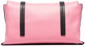 Miu Miu pink logo embossed leather shoulder bag