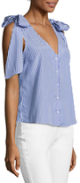 Thumbnail for your product : J.o.a. Ribbon Striped Tie Shoulder Top