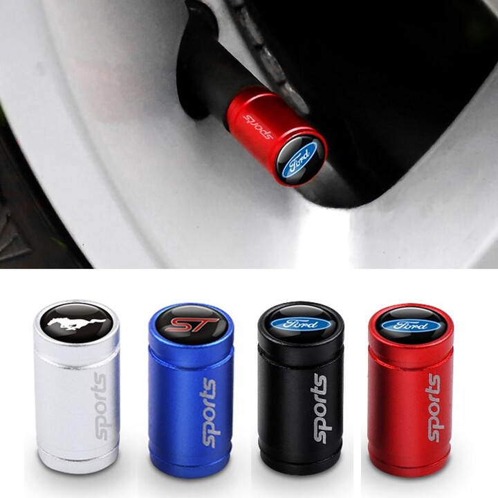 Mustang 4Pcs Aluminum Alloy Car Wheel Tire Valve Caps Air Tyre Stem Cover Case Plugs Airtight For Ford ST Line Focus X 2 3