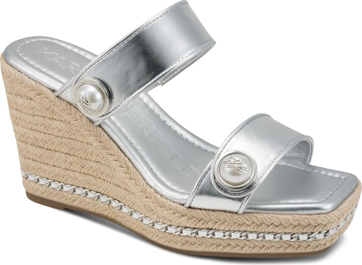 Karl Lagerfeld Paris Women's Carsen Double Band Espadrille Wedge Sandal