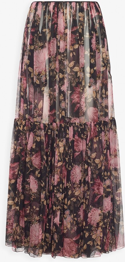 Black flower maxi skirt