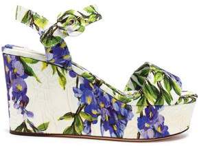 Dolce & Gabbana Floral-Print Jacquard Wedge Sandals