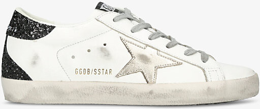 Golden Goose Womens White/Blk Superstar 11538 Brand-Patch Leather Low-Top Trainers Eur 38/5 Uk Women