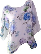 Thumbnail for your product : Henri Women's Taglio Slash Neck Blouse Long Sleeve Tshirts Ladies Casual Jumpers Tops Floral Printed Pullover Loose Blouse Tunic Tops Teen Girls Ladies Purple