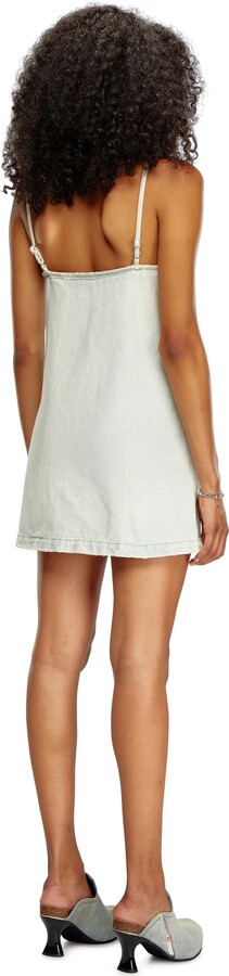Denim halter dress with a dusty wash