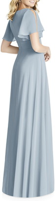 Social Bridesmaids Split Sleeve Chiffon A-Line Gown