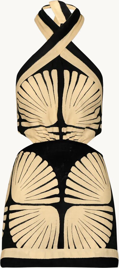 Johanna Ortiz River Ritual Minidress Mother Boa Pareo Ecru - Black 8