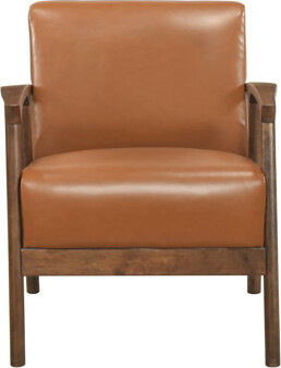 Living Room Accent Seating In Brown Faux Leather, Supported By Solid Rubberwood For Relaxation Chair With Leather Cover And Robust Frame Area