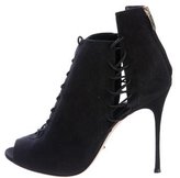 Thumbnail for your product : Sergio Rossi Suede Peep-Toe Booties