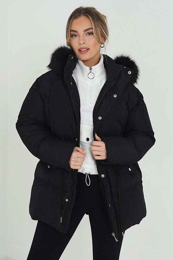 Faux Fur Trim Brave Soul Womens Parka Coat Clothing Brave Soul