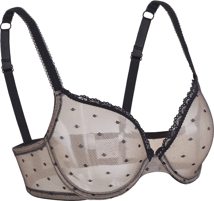 Plusexy Unlined Sheer Demi Underwire Bra Non Padded Mesh Plus Size See Through Minimizer