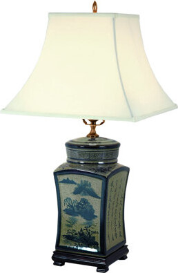 Oriental Furniture Chinese Calligraphy Vase Lamp