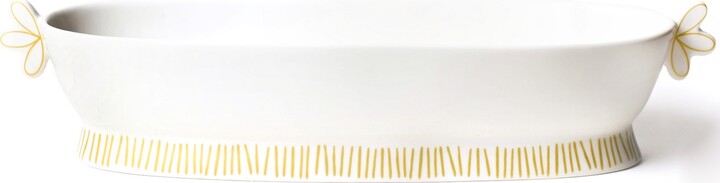 Coton Colors by Laura Johnson Deco Gold Scallop Oval Handled Bowl