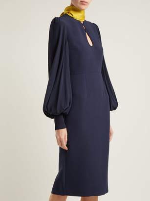 Roksanda Ilexa Puff Sleeved Crepe Midi Dress - Womens - Blue Multi