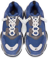 Thumbnail for your product : Balenciaga Blue and Grey Triple S Sneakers