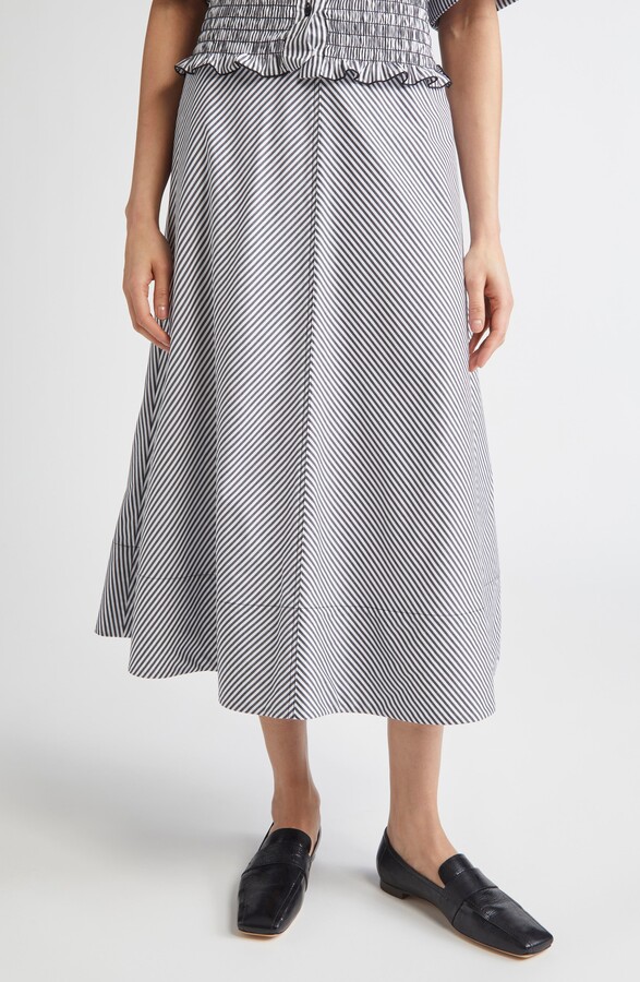 Brandon Maxwell The Knox Stripe Cotton Circle Skirt