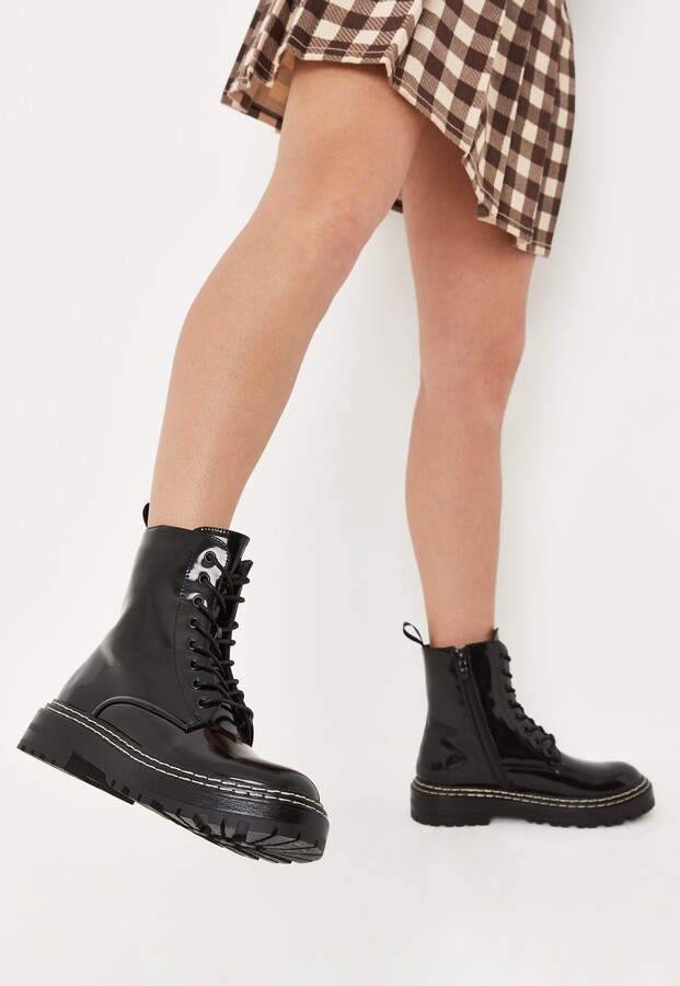 Black sole stitch lace up chelsea boots Clearance