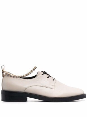 Coliac Crystal-Strap Leather Shoes