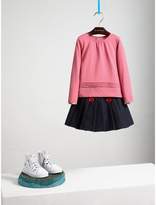 Thumbnail for your product : Burberry Long-sleeve Pleat and Check Detail Cotton T-shirt , Size: 10Y, Pink