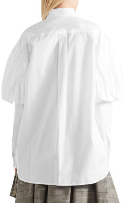 Simone Rocha Oversized Ruched Cotton-Poplin Shirt