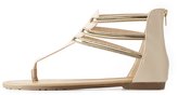 Thumbnail for your product : Charlotte Russe Gold-Trim T-Strap Sandals