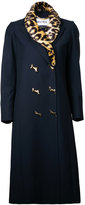 Thumbnail for your product : Muveil leopard collar double breasted coat
