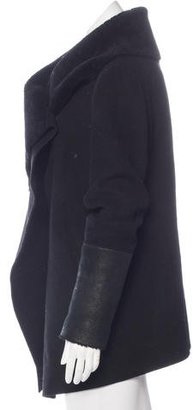 Mackage Leather-Trimmed Wool Coat
