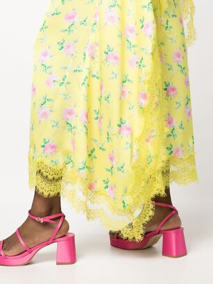 MSGM Floral-Print Draped Maxi Dress