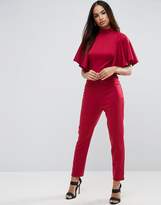 Thumbnail for your product : ASOS Jumpsuit In Scuba With Ruffle Cape Detail