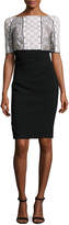 Thumbnail for your product : Talbot Runhof Monogram Half-Sleeve Combo Dress, White/Black