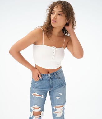 Aeropostale Women's Seriously Soft Snap Henley Cropped Bungee Cami -  ShopStyle Tops