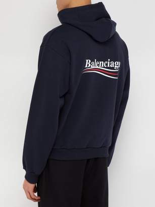 Balenciaga Logo-print Cotton Hooded Sweatshirt - Mens - Navy