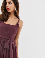 Thumbnail for your product : ASOS DESIGN soft chiffon square neck midi prom dress with twist strap
