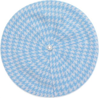 Bellemere New York - Houndstooth Pearled Cashmere Berets- Blue
