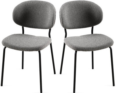 Latitude Run 2pcs Boucle Fabric Dining Chairs - Transform Your Experience With Style Foam Stable Metal Legs Modern For Areas Warm Glossy