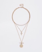 Thumbnail for your product : River Island Womens Gold Colour Cross And Coin Layered Necklace