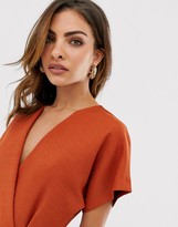 Thumbnail for your product : Closet London wrap front tie waist jumpsuit in rust