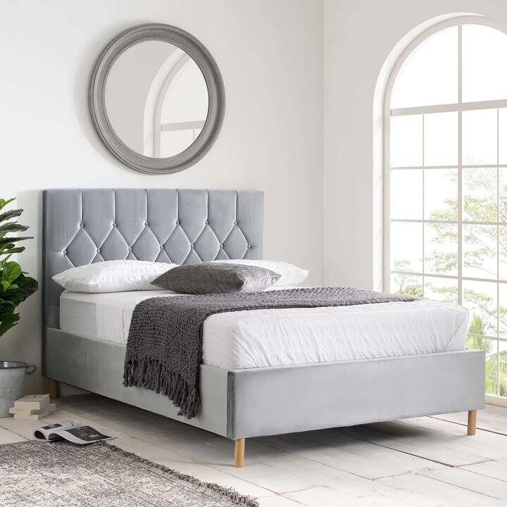 Dunelm Loxley Velvet Bed Loxley Grey ShopStyle