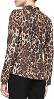 Thumbnail for your product : Lafayette 148 New York Andy Mandarin-Collar Leopard-Print Jacket