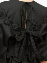 Thumbnail for your product : Cecilie Bahnsen Marie Tie-back Ruffled Peplum-hem Poplin Top - Black