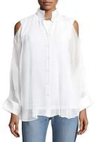 Thumbnail for your product : Brunello Cucinelli Cold-Shoulder Monili-Trim Layered Shirt