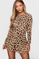 Thumbnail for your product : boohoo Leopard Print Twist Front Playsuit