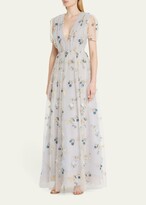 Thumbnail for your product : J. Mendel Floral-Embroidered Pleated Gown