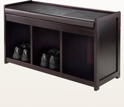Shirely Espresso 2-Piece Storage Bench with Cushion